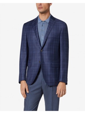 

CORNELIANI Мужской синий однобортный пиджак в клетку Windowpane, 81727710722292