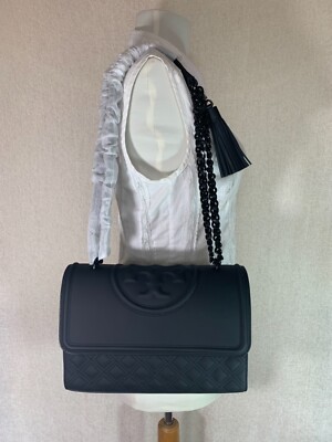 NEW VERSION Tory Burch Matte Black Fleming Convertible Bag $598