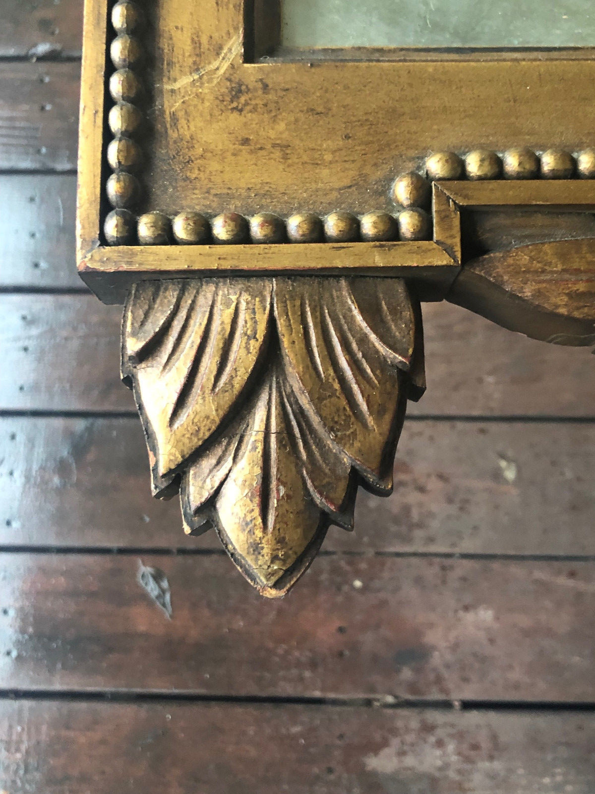 Antique Vintage Ornate Wood Gilt Painted Wall MIRROR - Original Frame
