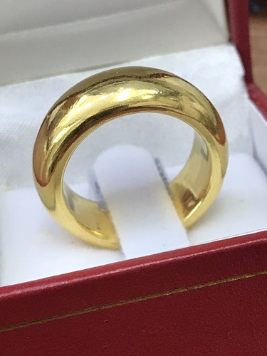 Pre-owned Luckyhhhjewelry 24k Solid Yellow Gold Custom Handmade Band Ring Any Size 5 -13 15 Grams