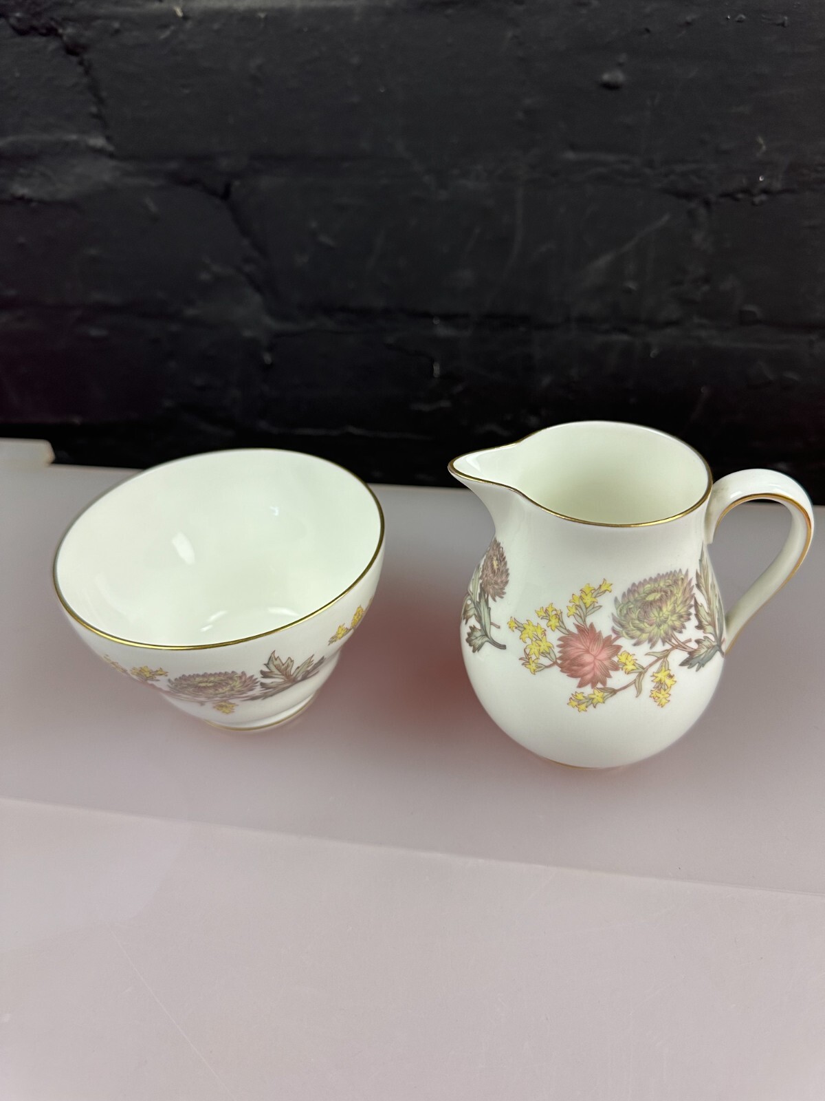Wedgwood Lichfield W4156 Milk / Cream Jug 10.5 cm and Open Sugar Bowl Set