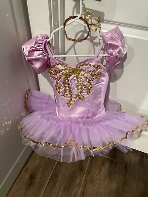 vintage girls ballet costume 10 purple with gold sequins curtain call costumes 