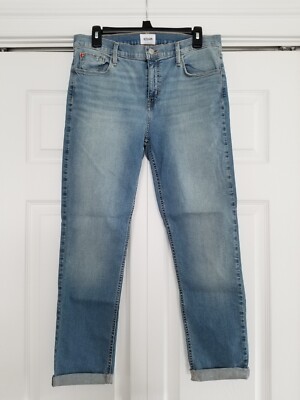 Hudson Natalie Midrise Slim Boyfriend Crop Honey Bee Blue Jeans Womens Size 28