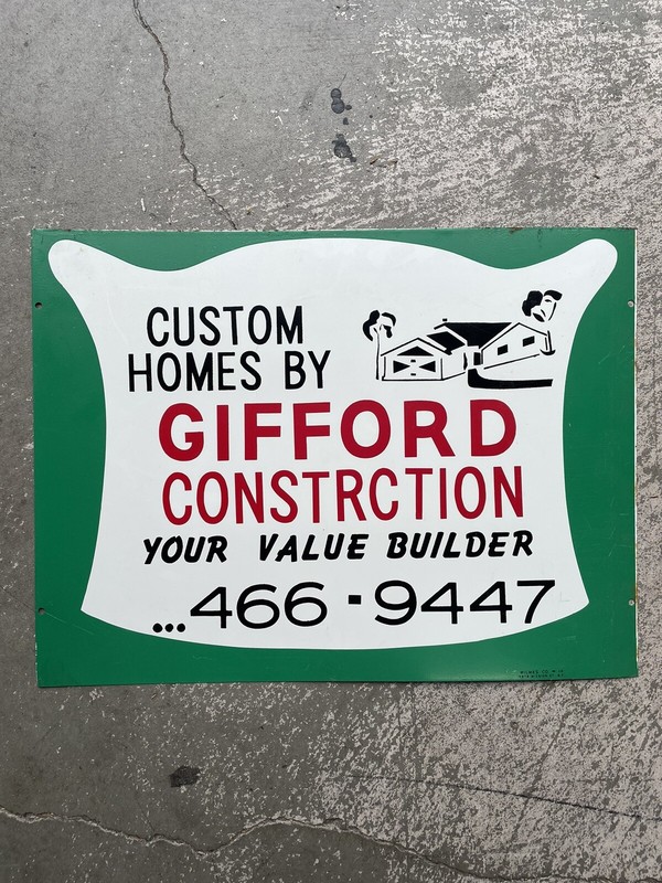 Vintage Sign Custom Homes By Gifford Construction 60S Litho San