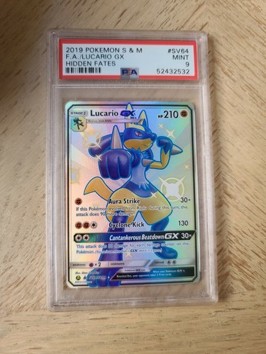 PSA 9 Lucario GX SV64/SV94 Shiny Vault Holo Sun & Moon