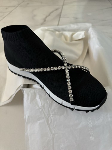 スニーカー 70%OFF JIMMY CHOO TORRI KNIT W BOOTS WITH CRYSTAL Jimmy Choo Black Knit Low Top Crystal Jewel Slip On Sneakers