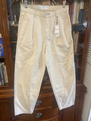 Topman Mens Tapered Jeans Pleaded  Beige Altered 30x26 100% Cotton Pants