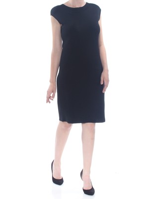 

ANNE KLEIN Женское черное вечернее платье прямого кроя без рукавов с круглым вырезом, Черный