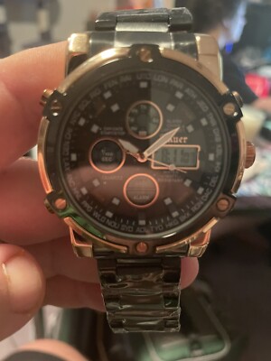 NEW  Due Volta Chronograph Watch Men Rose Gold Tone Black