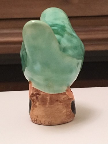 WOLFE STUDIO CERAMIC ART HAND MADE BIRD GREEN CRACKLE GLAZE CHIPPED