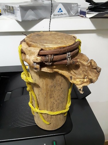 ASHIKO,DJEMBE, NATIVE DRUMS REAL ANIMAL SKIN 7.5 INCH TALL