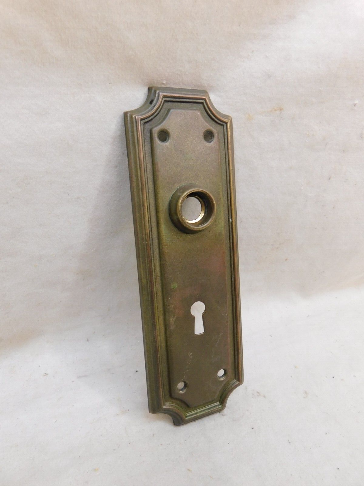 1900s Antique DOOR PLATE for Mortise Lock CRAFTSMAN/MISSION Style Brass ORNATE 6