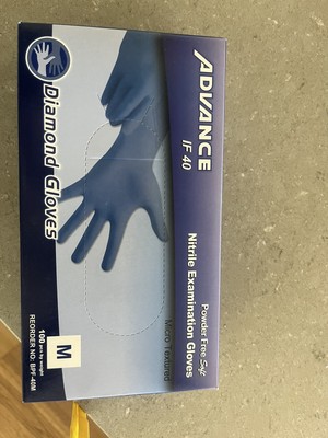 Diamond Advance Blue Nitrile Gloves Powder/Latex Free Textured IF35, Medium