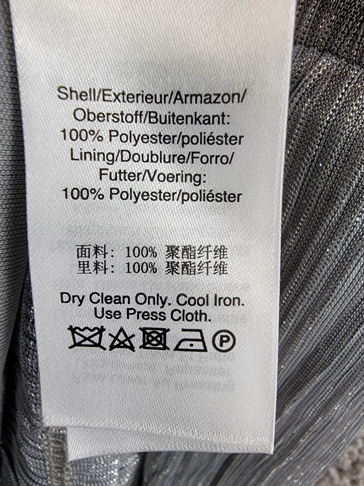 DKNY Crinkled Metallic Surplice V-Neck Dress Women's 8 Silver Back Zip Closure - Picture 14 of 17