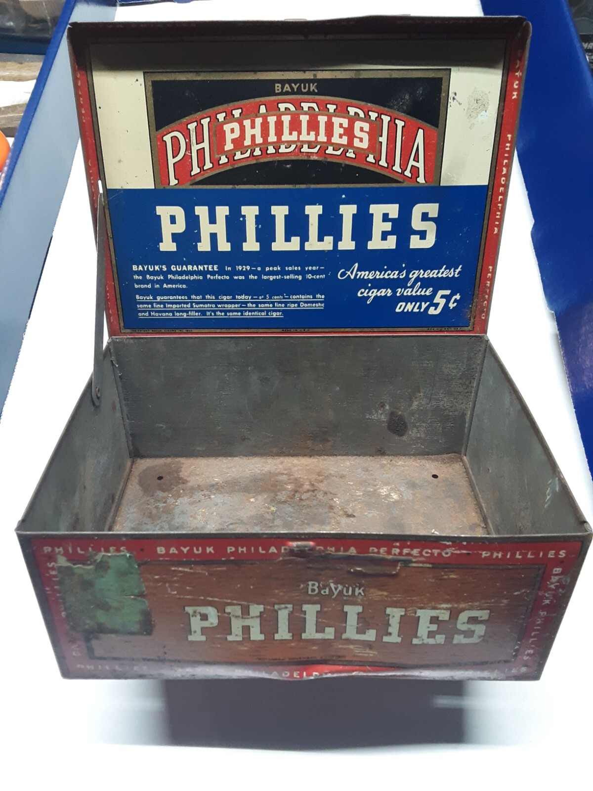 PHILLIES BLUNT 特大メタル 看板 vintage VINTAGE ADVERTISING PHILLIES CIGAR LARGE SIGN STORE DEALER