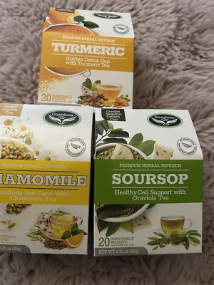 LOT OF 3 Boxes- Guardians of Tea, Turmeric Tea, Chamomile Tea, Soursop Tea