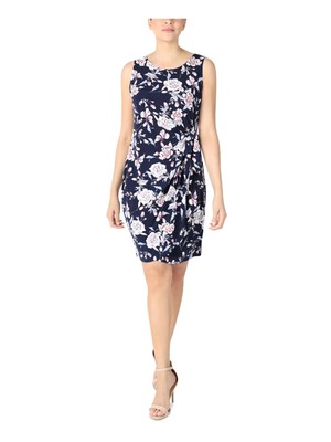 

SIGNATURE BY ROBBIE BEE Женское темно-синее платье без рукавов с запахом и завязками Petites, Navy