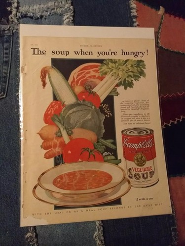 Lot 2 Original 1927 Campbell's Soup Ad free shipping
