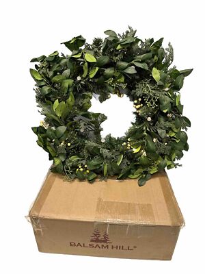 Balsam Hill White Berry Cypress Foliage 28'' prelit Battery operated-LIGHT ISSUE
