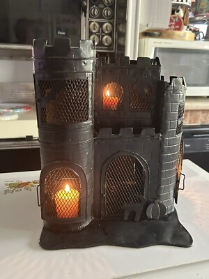 Vintage Very Rare Style Metal Tea light Haunted Castle House Halloween