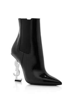 

SAINT LAURENT Женские Черные Кожаные Ботильоны Vernice с Острым Носком и Скульптурным Каблуком, Черный, 4841680NPNN