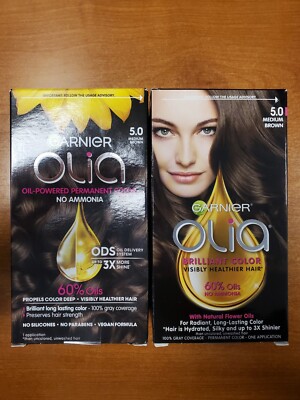 2 Pack: Garnier OLIA Permanent Hair Color *#5.0 MEDIUM BROWN* R7P5b