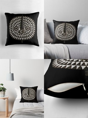 EXCLUSIVE AFRICAN BOBO BWA SUN MASK DESIGN THROW PILLOW / Stunning Unusual