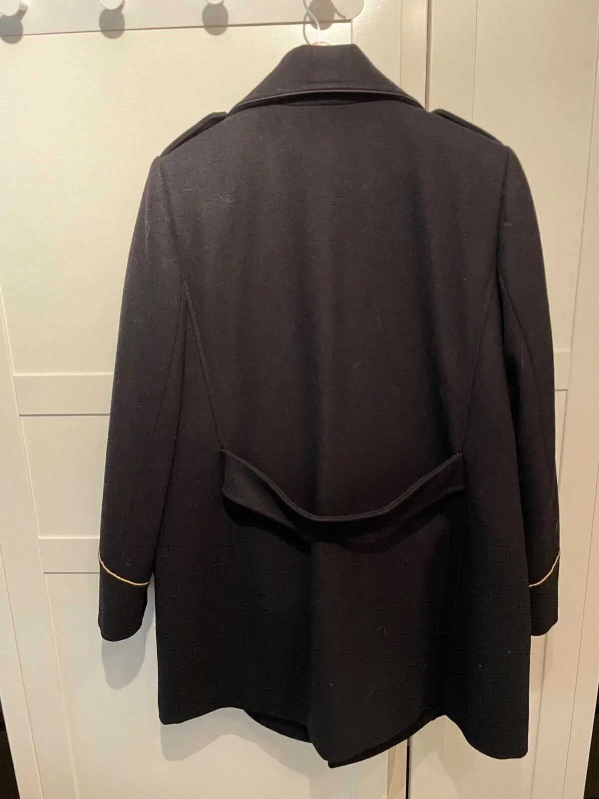 Pre-owned Handmade Mens Admiral Style Coat, Black With Gold Buttons And Detailing