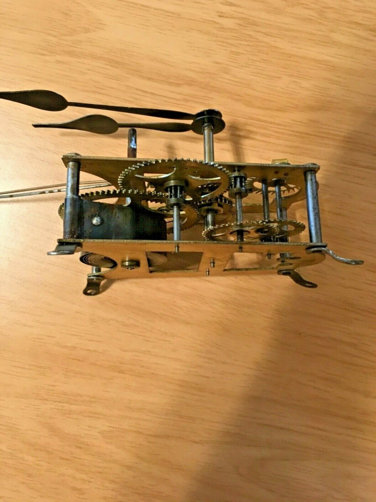 Clock Works Antique Brass w Large Metal Hands Parts Restoration