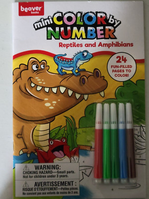 Reptiles and Amphibians - Color By Number - With 5 Mini Markers - Beaver Books