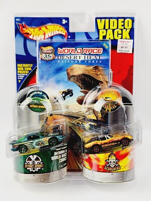 HOT WHEELS WORLD RACE HIGHWAY 35 VIDEO PACK FIREBIRD & CORVETTE VERY NICE PC62
