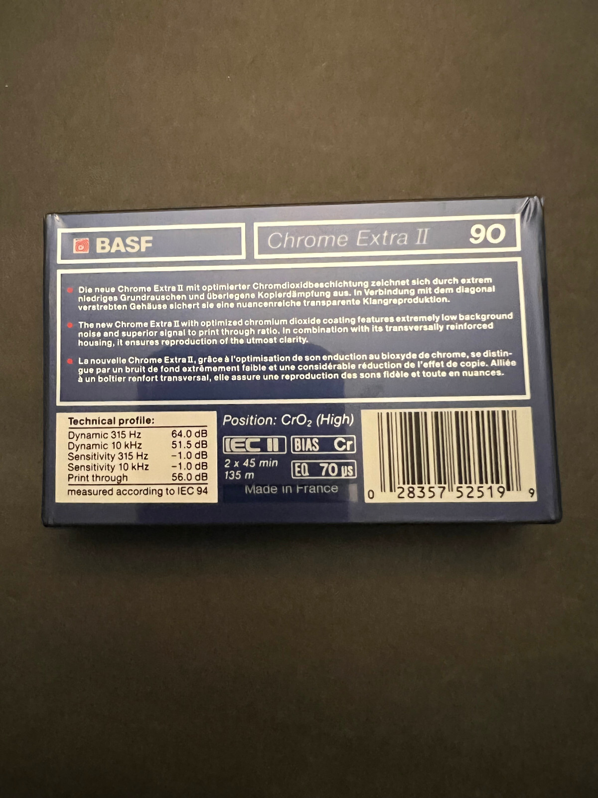 BASF Chrome Extra II 90 Type II High Bias Audio Cassette Tape - NEW