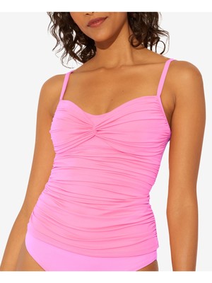 Женский розовый купальник-танкини BLEU Womens Pink Stretch Sweetheart Twist Shout Top 8