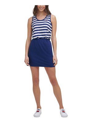 

TOMMY HILFIGER SPORT Женское синее мини-платье без рукавов с круглым вырезом, Синий