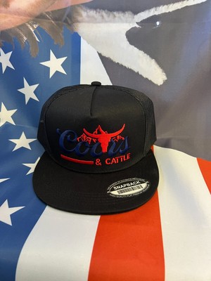 COORS AND CATTLE BLACK RED TRUCKER SNAPBACK CAP HAT UNISEX ADULT COUNTRY BEER