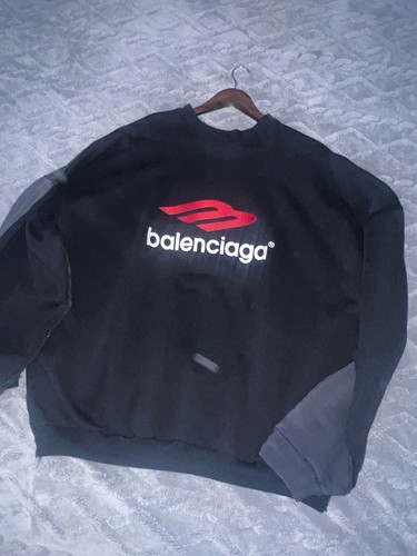 Pre-owned Balenciaga Tape Type Double Front Sweatshirt In Black