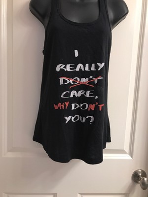 Black ''I Really Care Why Dont You'' Tank Top S
