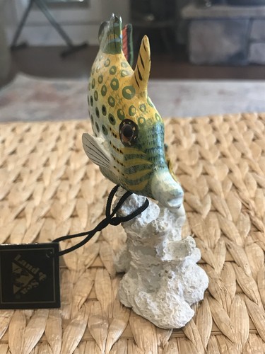 Land & Sea Collectible File Fish Tropical on Coral Base Statue w/Tag