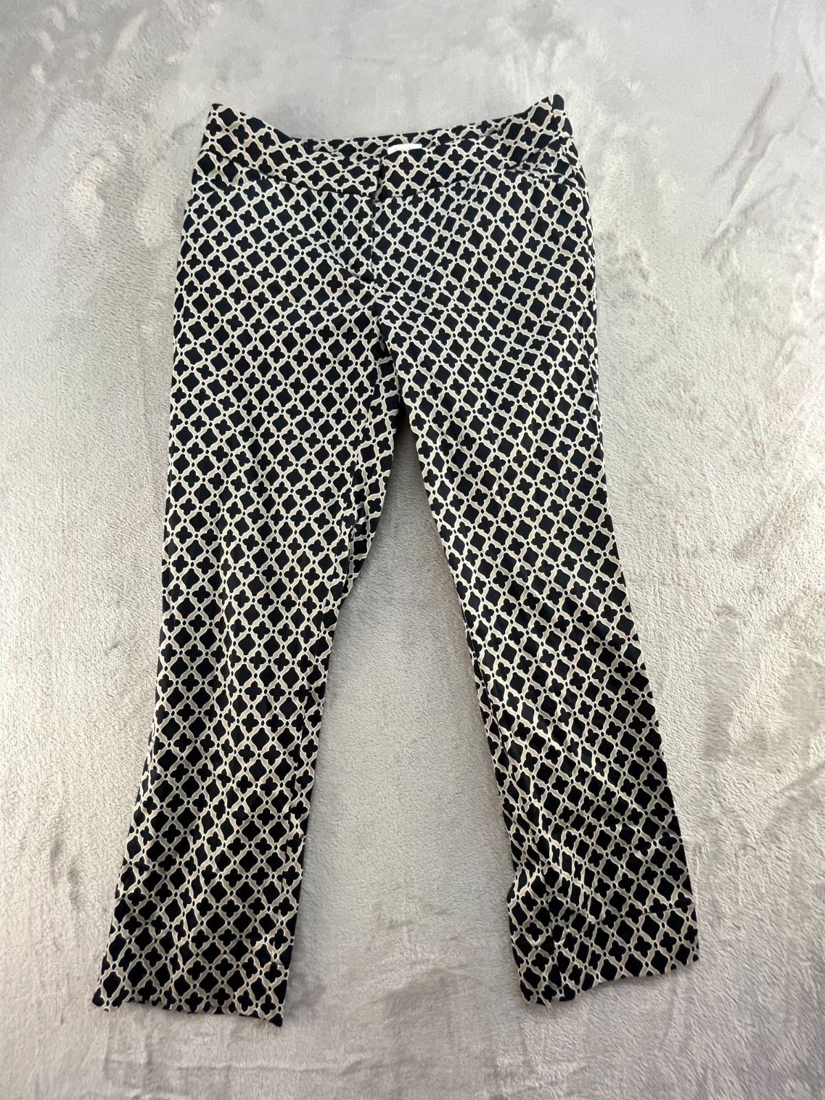 Laundry by Shelli Segal Ankle Pants Womens 4 Floral Beige/Black Preppy Career