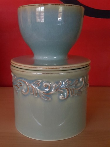 Original Butter Bell Crock by L Tremain Antique Collection Sea Spray Blue Green