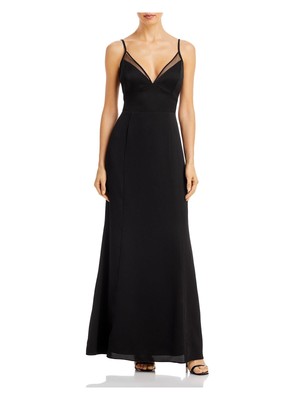 

AQUA FORMAL Женское черное платье-футляр на тонких бретельках со вставками на подкладке, Черный
