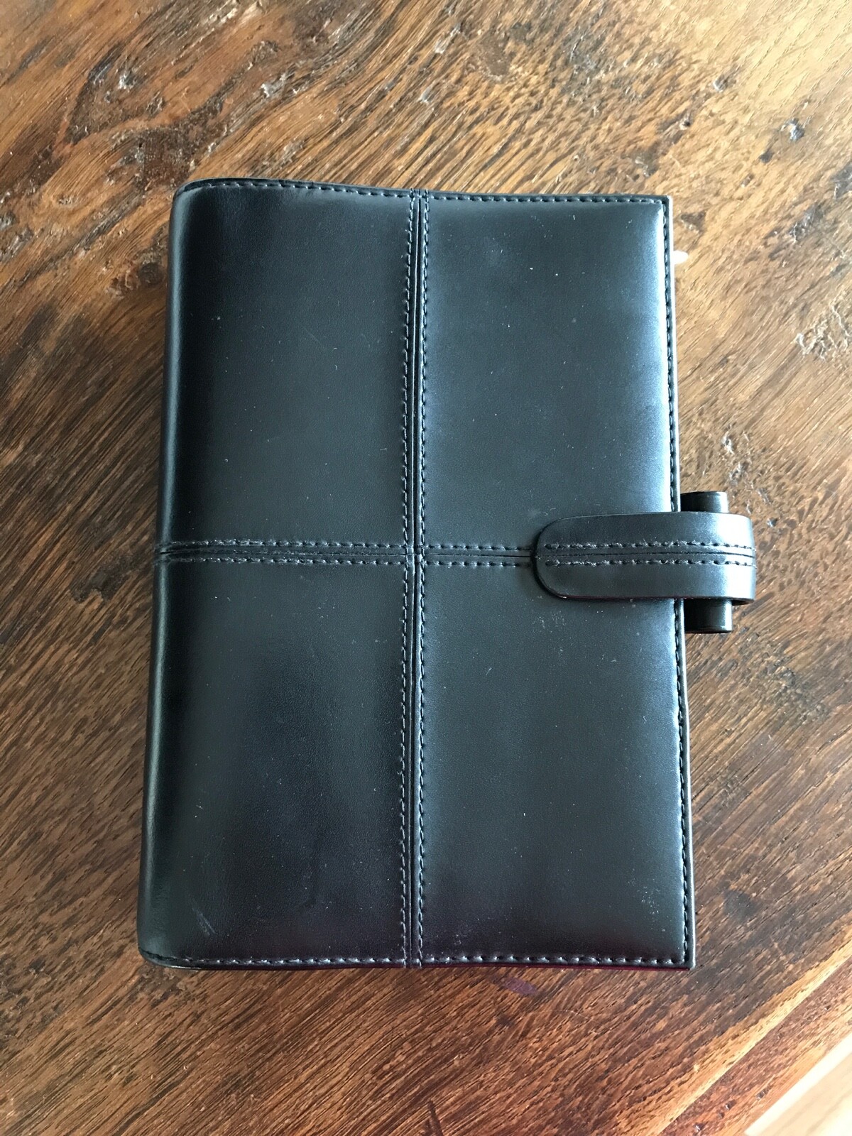 Filofax Classic Stitch Personal Cross Personal Organiser Leder schwarz gebraucht
