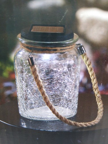 Solar Lantern Clear Crackle Glass