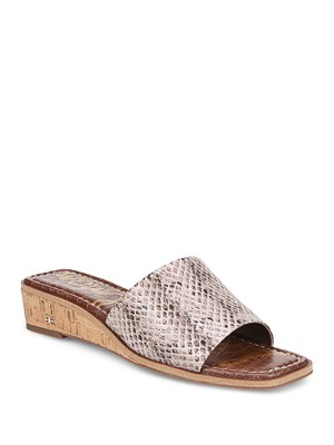 

Женские бежевые сандалии SAM EDELMAN на танкетке со змеиным принтом Valery Toe Slip On Slide 5,5 M, Бежевый, H8237S1