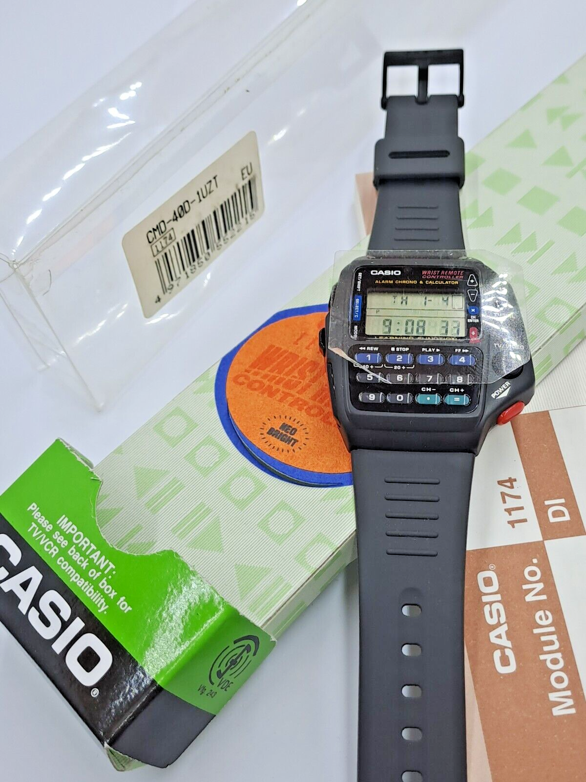 Pre-owned Casio Xrare  1174 Cmd-40-1uzt Vtg Watch Remote Tv Alarm Controller Chrono