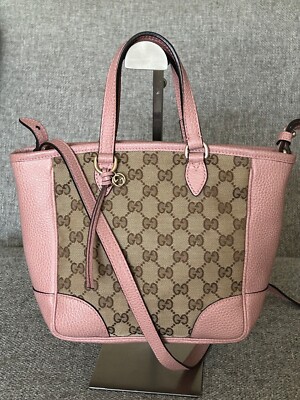 Gucci GG Canvas Small Bree Tote Bag Beige Soft Pink