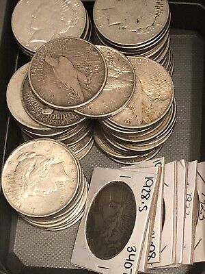 Lot of 40 Peace Silver Dollar Coins. Various Dates Large Collection For Sale!!