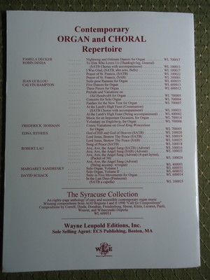 MARGARET SANDRESKY - 1994 Organ & Instruments Vol.3 Song Book MORAVIAN COMPOSER