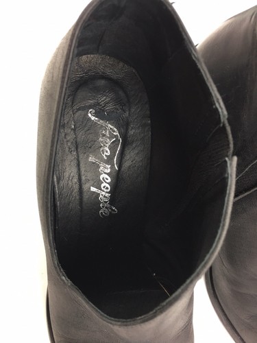 Free People Terrah Charcoal Black Leather High Heel Ankle Boots 36 / 6