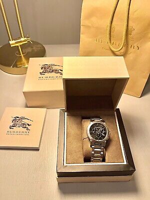 burberry bu9363 mens silver blue face stainless chronograph watch 06565 256195903775